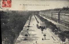 CPA Paris jardin des Tuileries et rue de Rivoli 