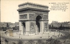 CPA Paris L'Arc de Triomphe et la Place de l'Etoile 