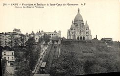 CPA Paris Funiculaire et Basilique du Sacre Coeur de Montmartre 
