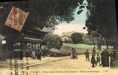 CPA Paris Parc des Buttes Chaumont Allee ombragee 