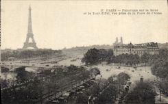 CPA Paris Panorama sur la Seine et la Tour Eiffel vue prise de la Place de l'Alma 