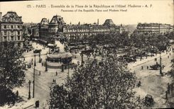 CPA Paris Ensemble de la Place de la Republique et l'Hotell Moderne 