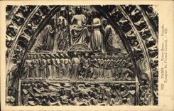 CPA Paris Notre Dame Facade Tympan du Portail Central 