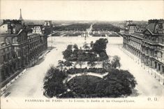 CPA Panorama de Paris Le Louvre Le Jardin et les Champs Elysees 