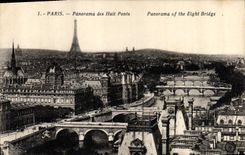CPA Paris Panorama des Huits Ponts Tour Eiffel