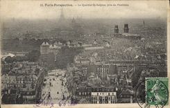 CPA Paris Perspective Le Quartier St Sulpice pris du Pantheon Tour Eiffel