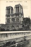 CPA Paris Eglise Notre Dame Bateau Peniche