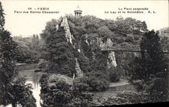 CPA Paris Parc des Buttes Chaumont Le Pont suspendu 