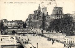 CPA Paris L'Hotel de Ville et le Pont d'Arcole 