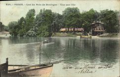 CPA Paris Lac du bois de Boulogne Vue sur l'Ile 