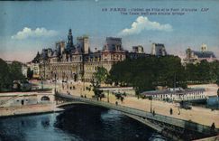 CPA Paris L'Hotel de Ville et le Pont d'Arcole 