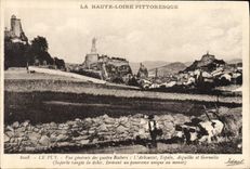 CPA Le Puy Vue generale des quatre Rochers Attelage bœufs