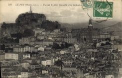 CPA Le Puy Haute Loire Vue sur le Mont Corneille et la Cathedrale 