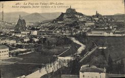 CPA Le Puy en Velay Hte Loire Rocher d'Aiguilhe Rocher Corneille et la Cathedrale 