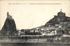 CPA Le Puy Haute Loire Le Mont Corneille et le Rocher Saint Michel 