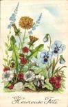 CPA Heureuse Fete Fleurs