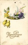 CPA Joyeuses Paques Poussins