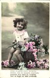 CPA Allans en gerbe fleurs Vermeilles Enfant Fleurs