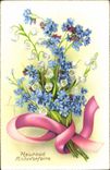 CPA Heureux Anniversaire Fleurs