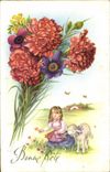 CPA Bonne Fete Fleurs Agneau