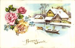 CPA Bonne Annee Fleurs