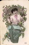 CPA Bonne Annee Femme