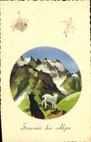 CPA Souvenir des Alpes Chevre