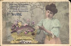 CPA Avec mes compliments affectueuz et sinceres Femme