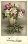 CPA Bonne Annee Fleurs