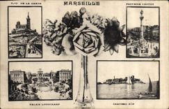 CPA Marseille ND de la Garde Fontaine Cantini Palais Longchamp Chateau d'If 