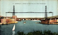CPA Marseille Entree du Vieux Port et le Pont Transbordeur 