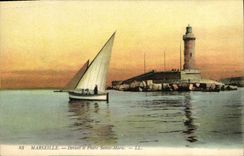 CPA Marseille Devant le Phare Sainte Marie 