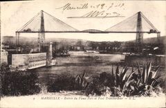CPA Marseille Entree du Vieux Port et Font Transbordeur 