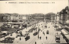 CPA Marseille L'Entree du Vieux port et le Pont Transbordeur 