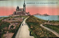 CPA Marseille Notre Dame de la Garde et le Chateau d'If 