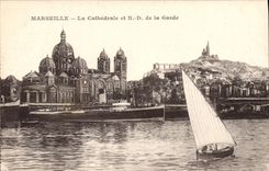 CPA Marseille La Cathedrale et Notre Dame de la Garde 