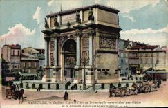 CPA Marseille La Place d'Aix et l'Arc de Triomphe 