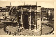 CPA Marseille La Place Jules Guesde et l'Arc de Triomphe 