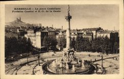 CPA Marseille La Place Castellane Fontaine Cantini et Notre Dame de la Garde 