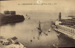 CPA Marseille La Sortie du Vieux Port 