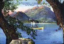 CPA Lac d'Annecy Le Chateau de Duingt et les Montagnes d'Entravernes vus de Talloires 