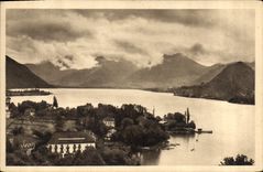CPA Annecy et son Lac Hte Savoi Le Petit Lac Talloires et dans le fond le Massif des Bauges 