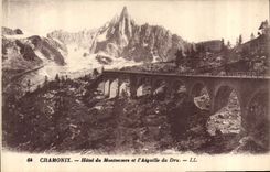 CPA Chamonix Hotel du Montenvers et l'Aiquille du Dru 