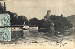 CPA Lac d'Annecy Chateau de Duingt Bateau