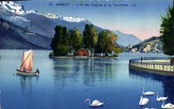 CPA Annecy L'Ile des Cygnes et la Tournette 