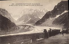 CPA Chamonix Mont Blanc Haute Savoie La Mer de Glace vue de la Terrasse de la Gare du Montenvers 