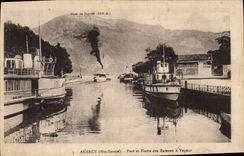 CPA Annecy Haute Savoie Port et Flotte des Bateaux a Vapeur 