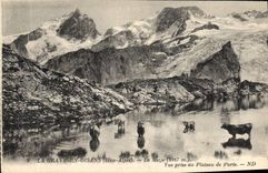 CPA La Grave en Oisans Hautes Alpes La Meije Vue prise du Plateau de Paris Vaches