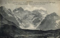 CPA Col du Lautaret De gauche a droite les trois pics de neige du Lautaret le pic Gaspara le Pave la