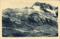 CPA Col du Lautaret Les lacets du Galibier et la roche du Grand Galibier 